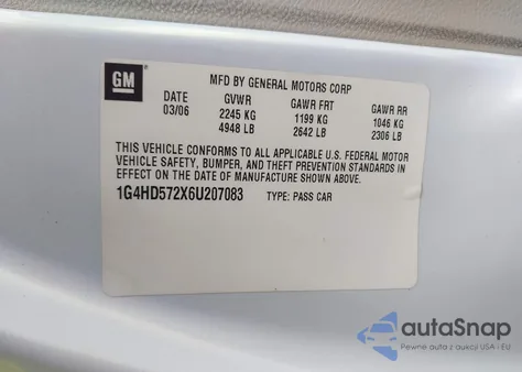 2006 Buick Lucerne Cxl из США, поврежденный, VIN 1G4HD572X6U207083